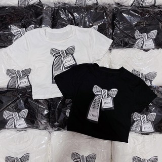 Áo croptop nữ , mẫu mới in nơ siêu xinh , thun co dãn ôm body, lên form cực sanh chảnh , áo thun nữ (kèm ảnh thật)