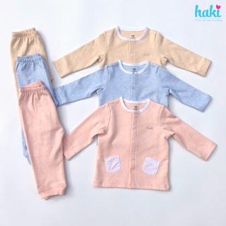 Bộ quần áo thu đông cho bé Melange Cotton Haki BC003