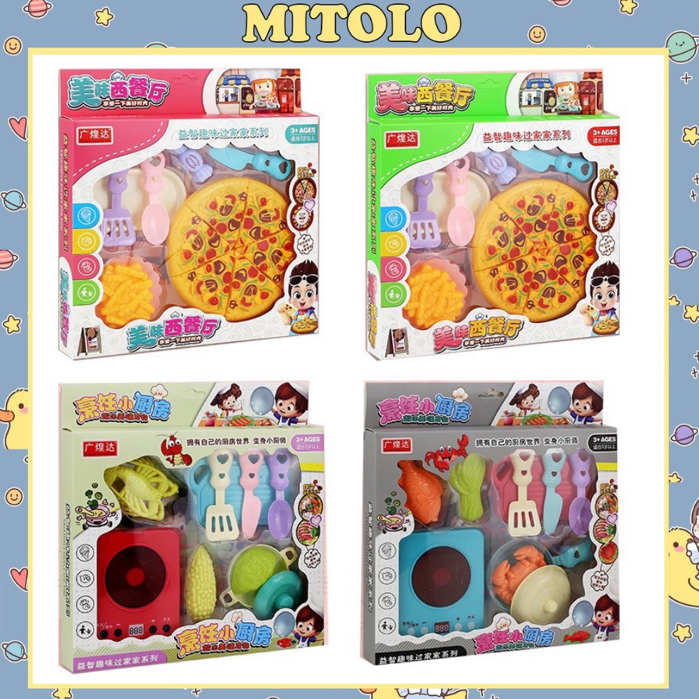 Đồ chơi nấu ăn MITOLO đồ chơi nhà bếp cho bé gái hộp bánh PIZZA 539-28 & 539-25