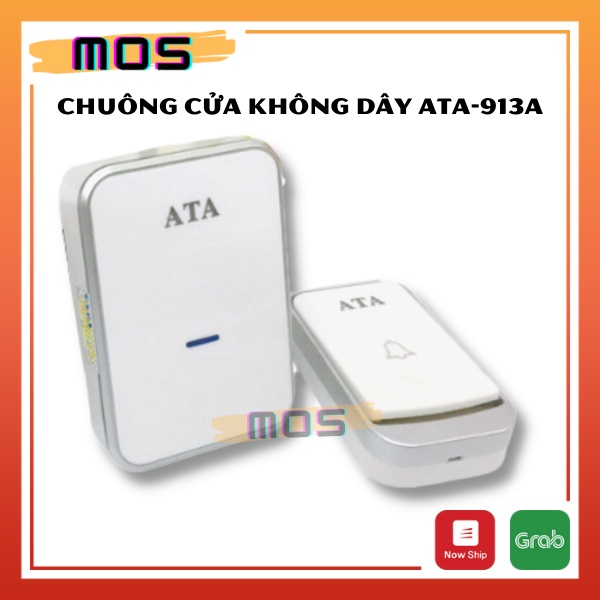 Chuông cửa không dây ⚡⚡ 1 đổi 1⚡⚡  ATA-919m,  32 kiểu chuông dùng pin, màu trắng  Mos Shop