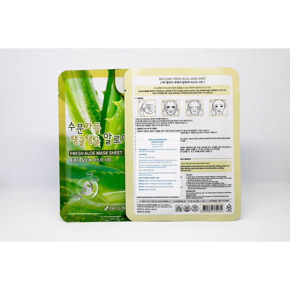 ( GIÁ TỐT NHẤT ) mặt nạ lô hội 3W CLINIC FRESH ALOE MASK SHEET - mẫu mới nhất 2020