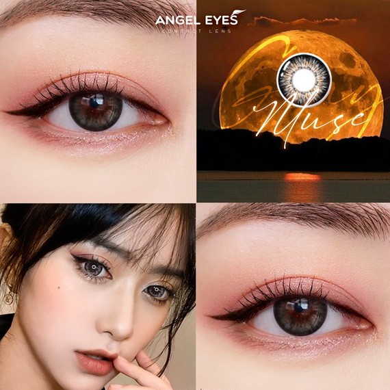 Kính áp tròng Muse màu xám/nâu hiệu Angel Eyes - Đường kính 14.5mm - Không độ