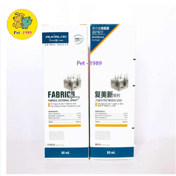 ALKIN Fabricil - Xịt CHỮA NGỨA DA - MẨN ĐỎ DA -VIÊM DA CÓ MỦ cho chó mèo Pet-1989