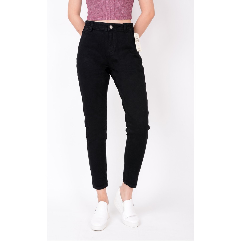 Quần jean nữ ống rộng baggy đẹp lưng cao cạp bán chun đen trắng trơn hàng hiệu cao cấp mã 458 VANIZEN