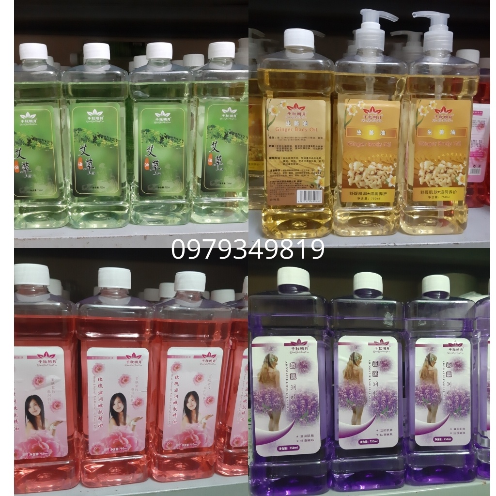 Dầu massage gừng, hoa hồng chai 750ml