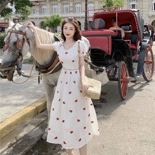 [KÈM ẢNH THẬT] Đầm maxi thêu trái dâu