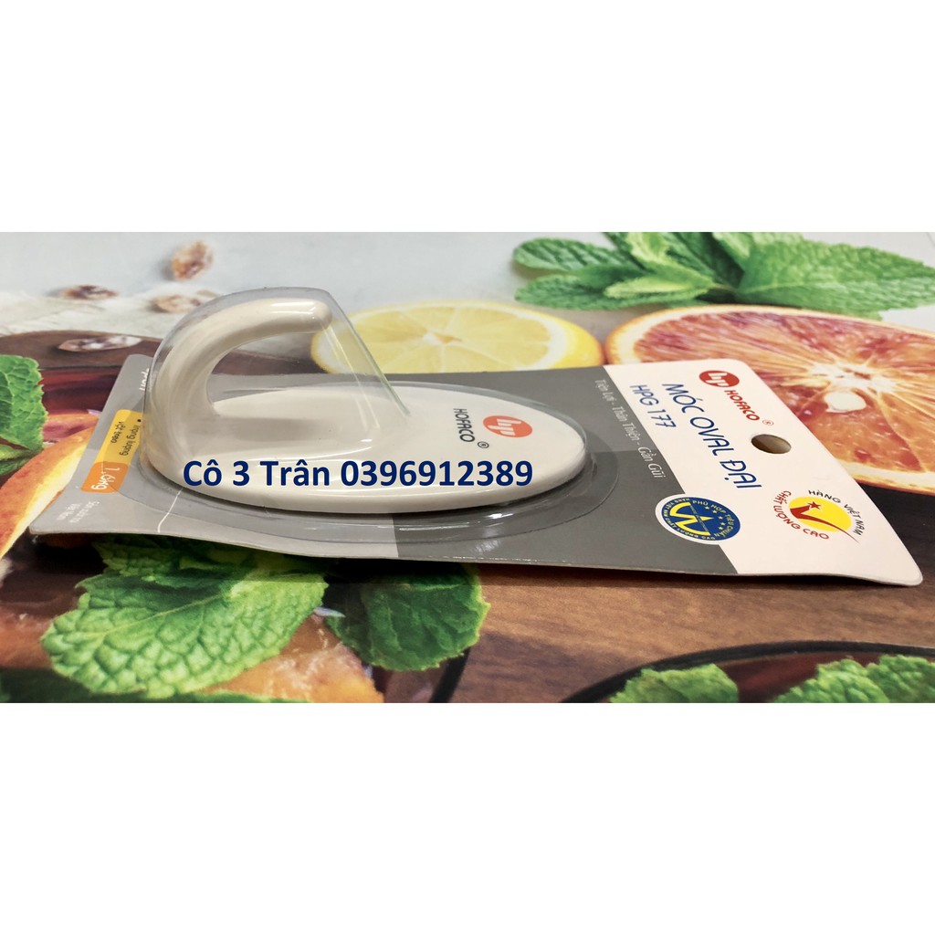 Móc dán tường Oval đại HPG177 - Móc treo quần áo dán tường bằng nhựa cao cấp HOFACO