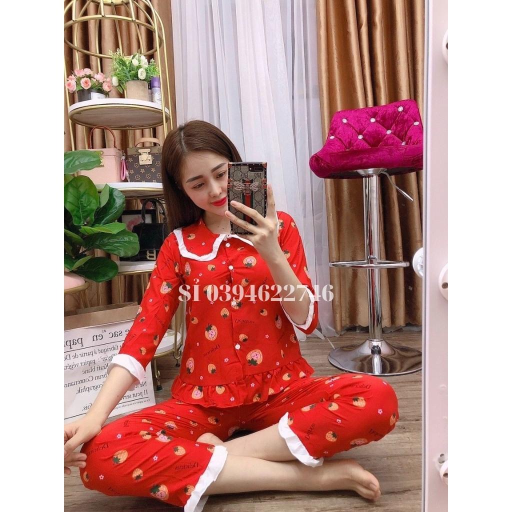 Bộ đồ ngủ nữ mùa hè pijama cộc tay chất lụa họa tiết,Đồ bộ nữ hot 2021 BN21