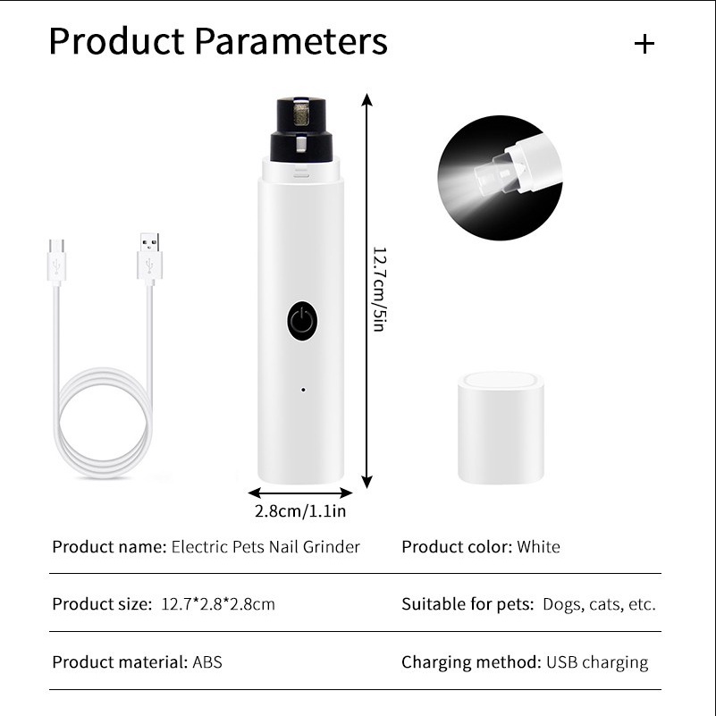 Máy mài thiết kế chuyên dụng chăm sóc móng cho thú cưng/ sạc bằng USB tiện dụng