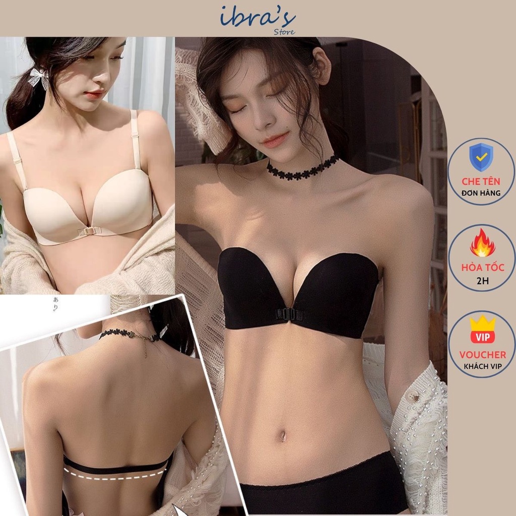 Áo Nâng Ngực Không Dây iBRA Áo Lót Không Gọng Tạo Khe Sexy Cài Trước Chống Tụt Gợi cảm Nữ Tặng Dây áo IBRA'S STORE A22