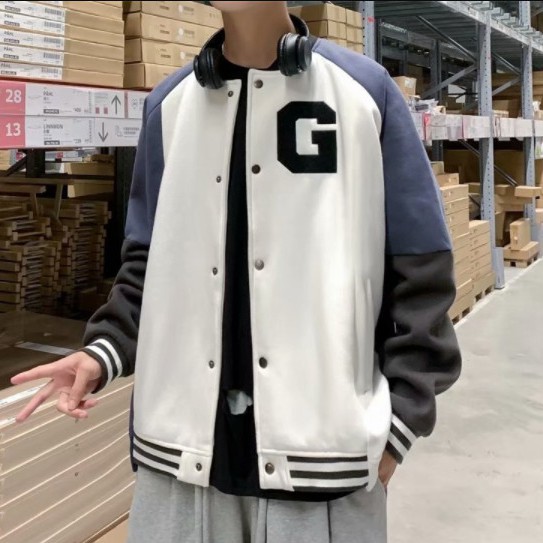 Áo khoác bóng chày thời trang dành cho nam ifashion áo dài tay in hoa khoác top bình thường jacket men coat