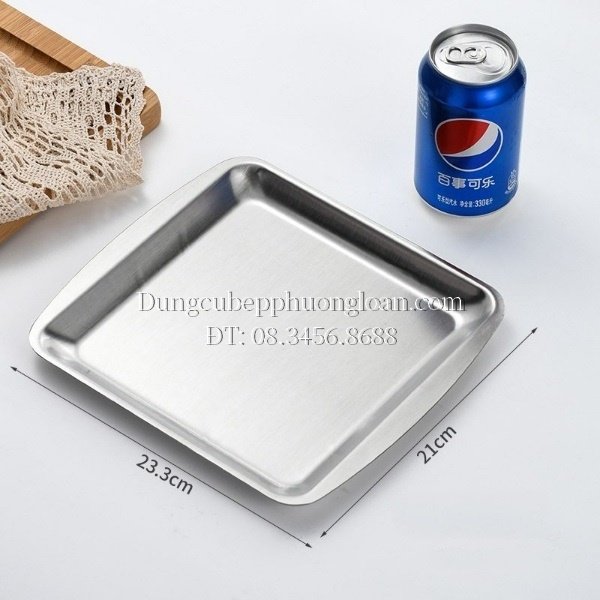 Đĩa Inox Hàn Quốc, khay Inox Hàn Quốc hình chữ nhật, inox 201 với 3 size 11x23.5cm, 14.5x23.5cm và 21x23.5cm