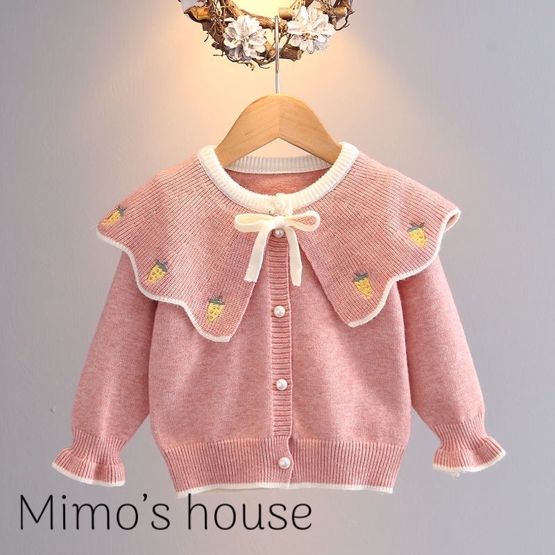 Áo khoác len cardigan cho bé gái, chất len đanh mịn dày dặn giữ ấm tốt
