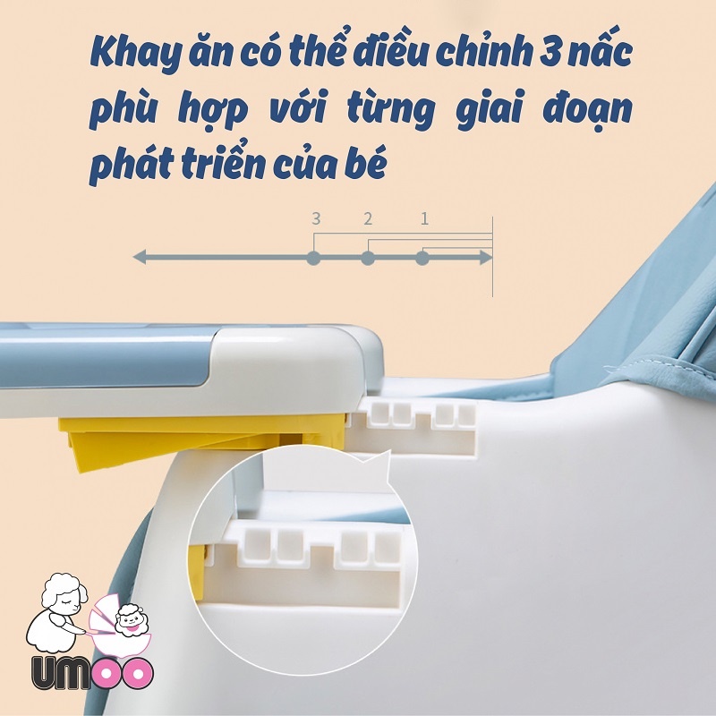 [Chính hãng] Ghế Ăn Dặm Umoo Đa Năng Điều Chỉnh Được Độ Cao