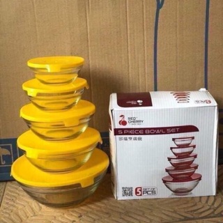 Set 5 bát thủy tinh có nắp đậy