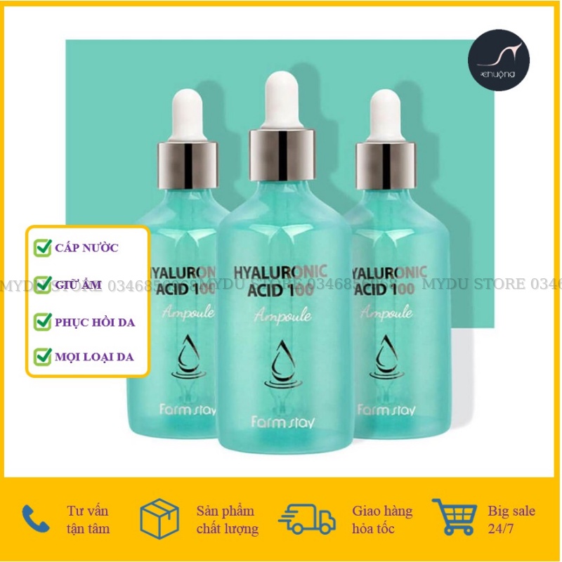 Tinh Chất HA Cấp Ẩm Phục Hồi Da Căng Bóng Da Hyaluronic Acid Farm Stay 100ml