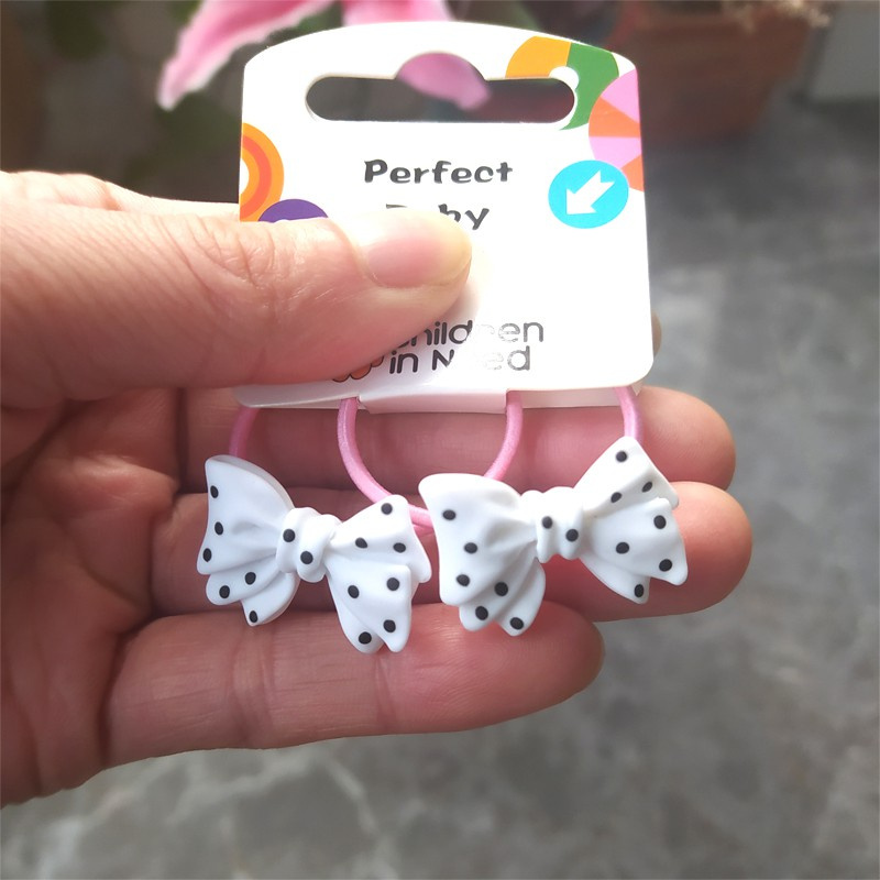 Set 2 Dây Cột Tóc Co Giãn Hình Nơ Hoạt Hình Dễ Thương Cho Bé Gái