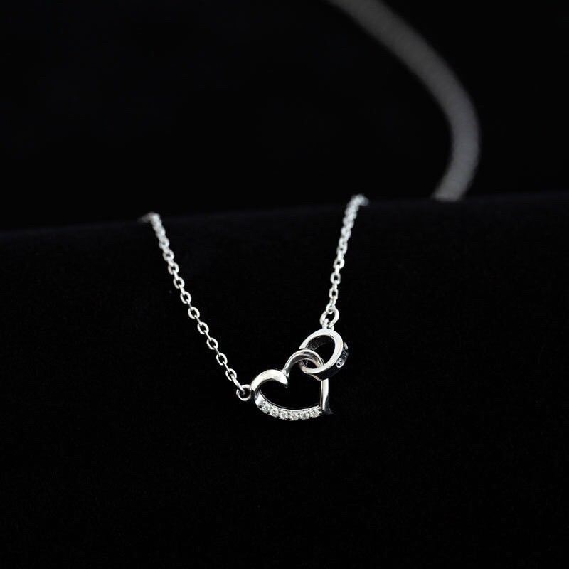 Dây chuyền bạc 925 mặt trái tim nạm đá ghép hình tròn-Minh Tâm Jewelry