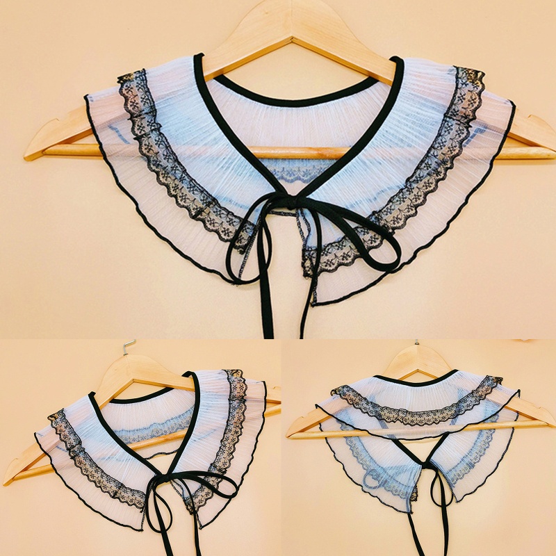 Khăn Choàng Cổ Lưới Xếp Nếp Nhăn Màu Sắc Tương Phản Ngọt Ngào Cho Nữ