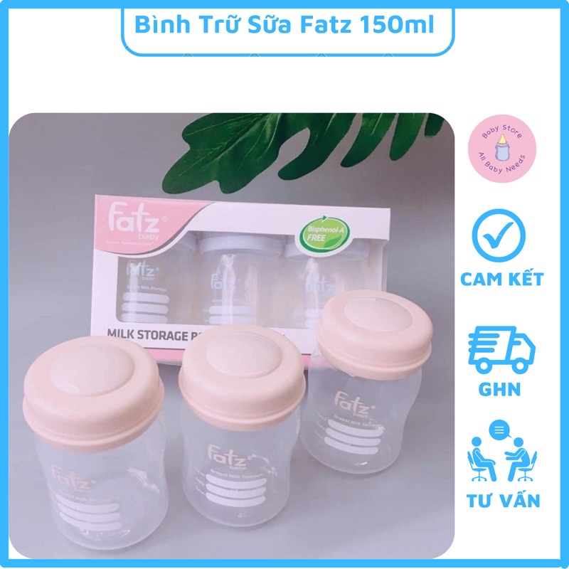 Bộ 3 Bình Trữ Sữa Fatz 150ml