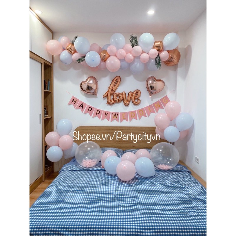 Set bóng trang trí phòng cưới, phòng tân hôn pastel siêu đẹp