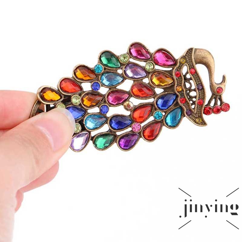 GETNOIVAS Trâm cài tóc hình chú công đính đá phong cách vintage