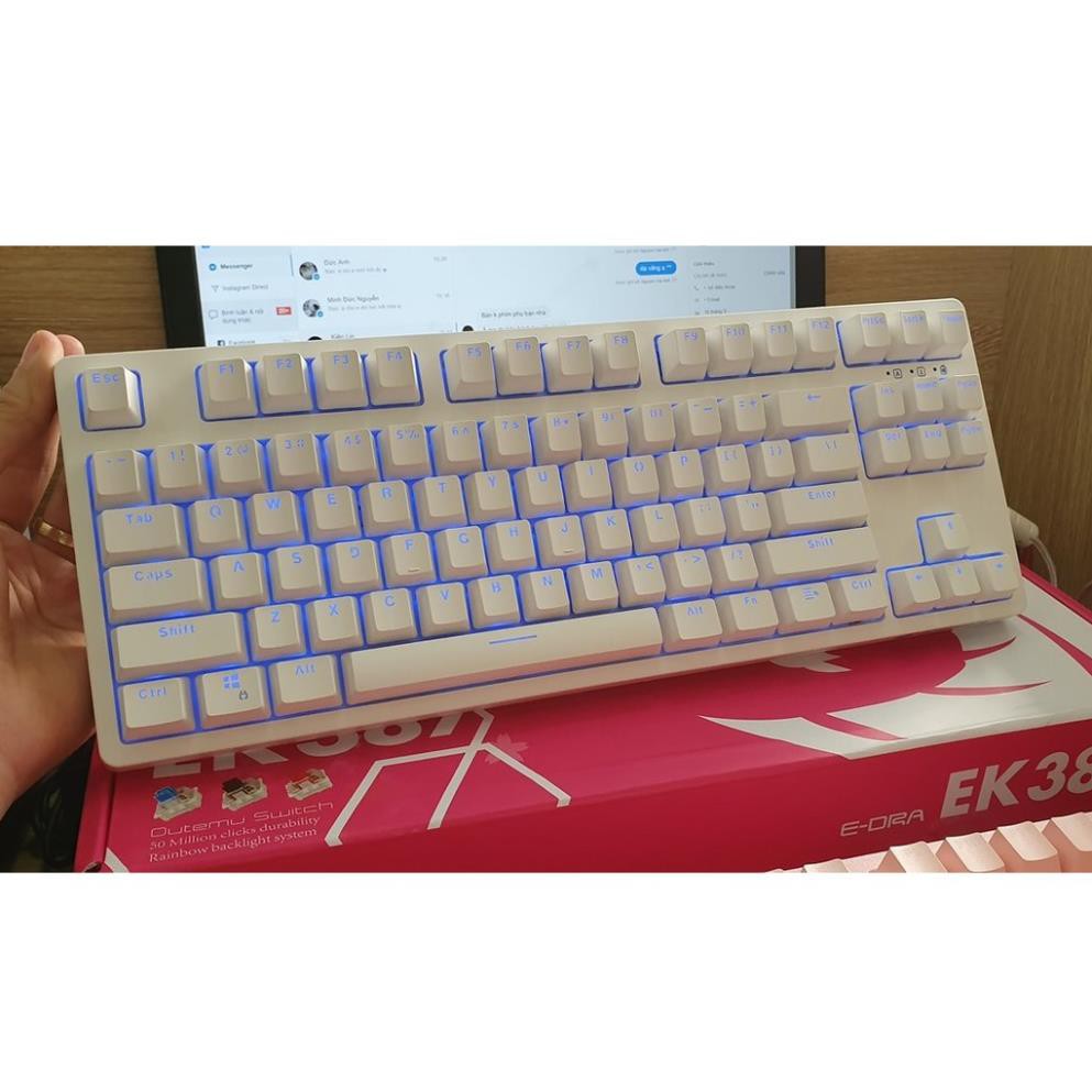 BÀN PHÍM CƠ E-DRA EK387 BẢN HỒNG, TRẮNG