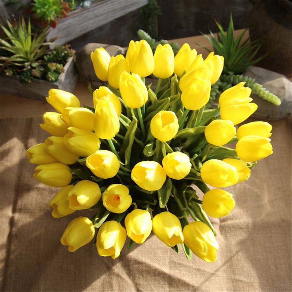6 bông hoa Bó Hoa Tulip Giả Thiết Kế Xinh Xắn Để Trang Trí