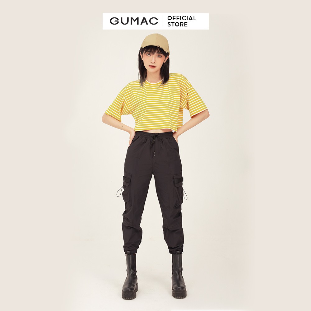 [Mã WABRGU100 giảm 15% đơn 249K tối đa 100k] Áo croptop nữ sọc ngang GUMAC phong cách unisex năng động đủ màu ATB343 | BigBuy360 - bigbuy360.vn