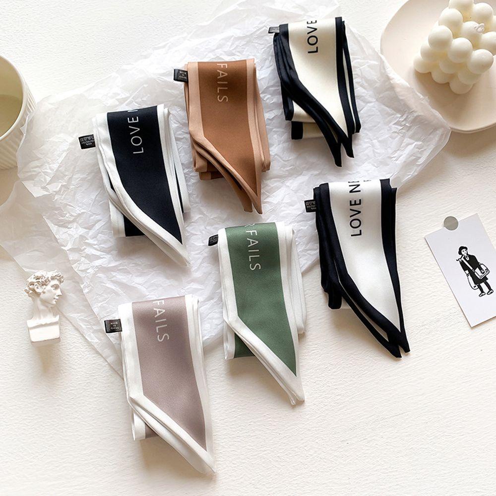 1 Khăn Quàng Cổ Lụa In Chữ Trang Trí Đa Năng Màu Sắc Xinh Xắn Cho Nữ