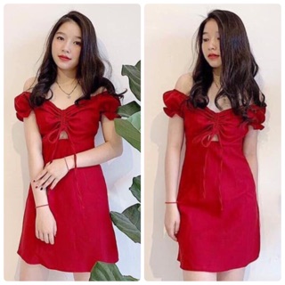 Đầm bẹt vai rút ngực