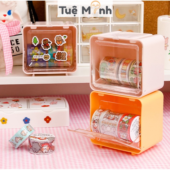 Hộp nhựa đựng washi tape, sticker, trang sức phụ kiện decor bàn học C05