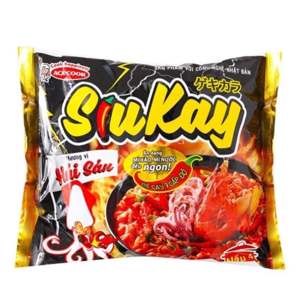 Lốc 5 gói mì Siukay Acecook vị bò cay, vị hải sản siêu ngon