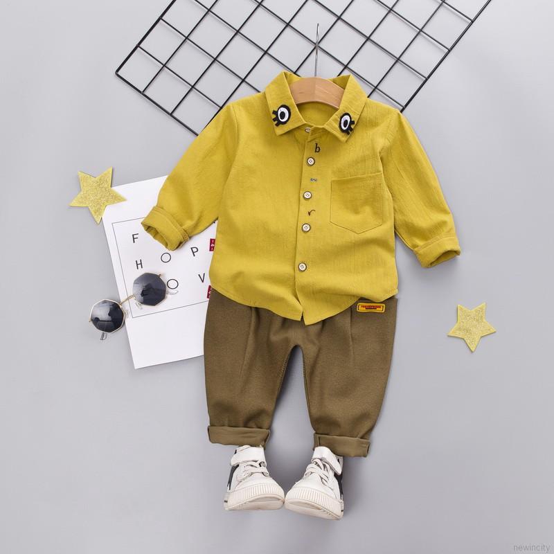 Set đồ bộ dài tay in họa tiết hoạt hình đáng yêu cho bé trai