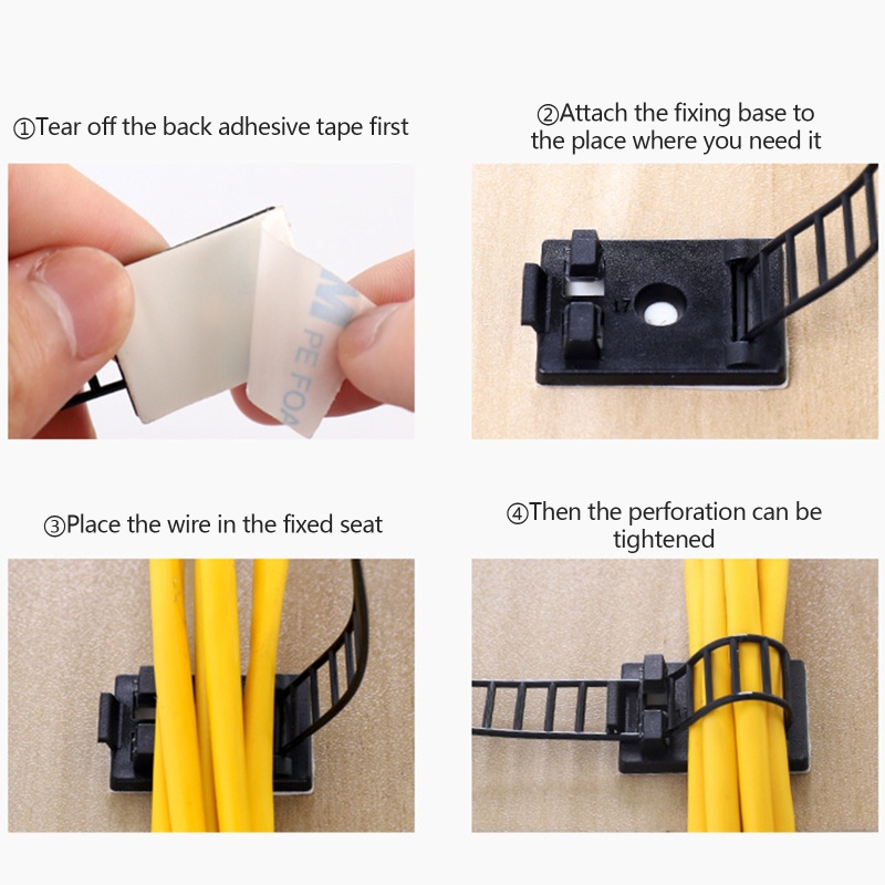 Bộ 100 Dây Dán Cố Định Dây Cáp Gọn Gàng Tiện Dụng