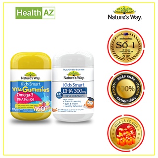 Viên nhai Omega-3 DHA hỗ trợ não và thị lực - Nature's Way Kids Smart - TH Úc được nhập chính hãng - Combo 2 sản phẩm