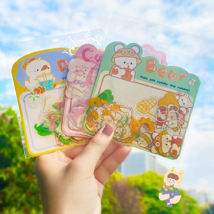 Sticker cute dán mũ bảo hiểm sổ điện thoại laptop bàn ghế góc làm việc 30 miếng PET K50 ngộ nghĩnh vui nhộn.