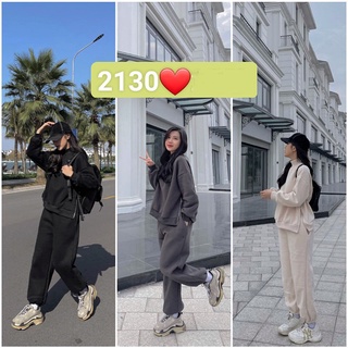 Bộ Nỉ Trơn Hông Khóa Sườn Dày Dặn Hàng Quảng Châu M2130- Lolla_Fashion