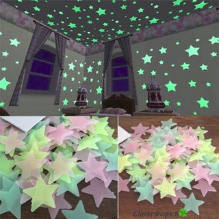 Gói 100 ngôi sao dạ quang dán tường phát sáng, trang trí nhà của nhiều màu vô cùng sinh động