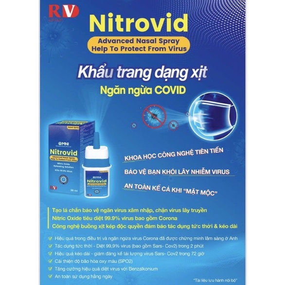 Nitrovid - Khẩu trang dạng xịt ngăn ngừa Covid (Xịt mũi Nitrovid)