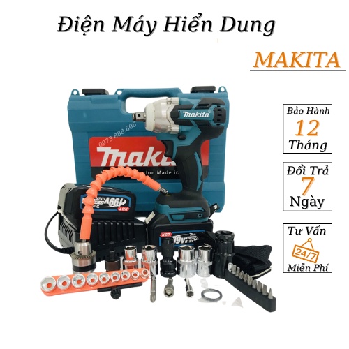 Máy Siết Bulong Makita 199V 3 Chức Năng Khoan Bắn Vít Mở Bulong Lõi Đồng Không Chổi Than Pin, 10cell Hàng Loại 1