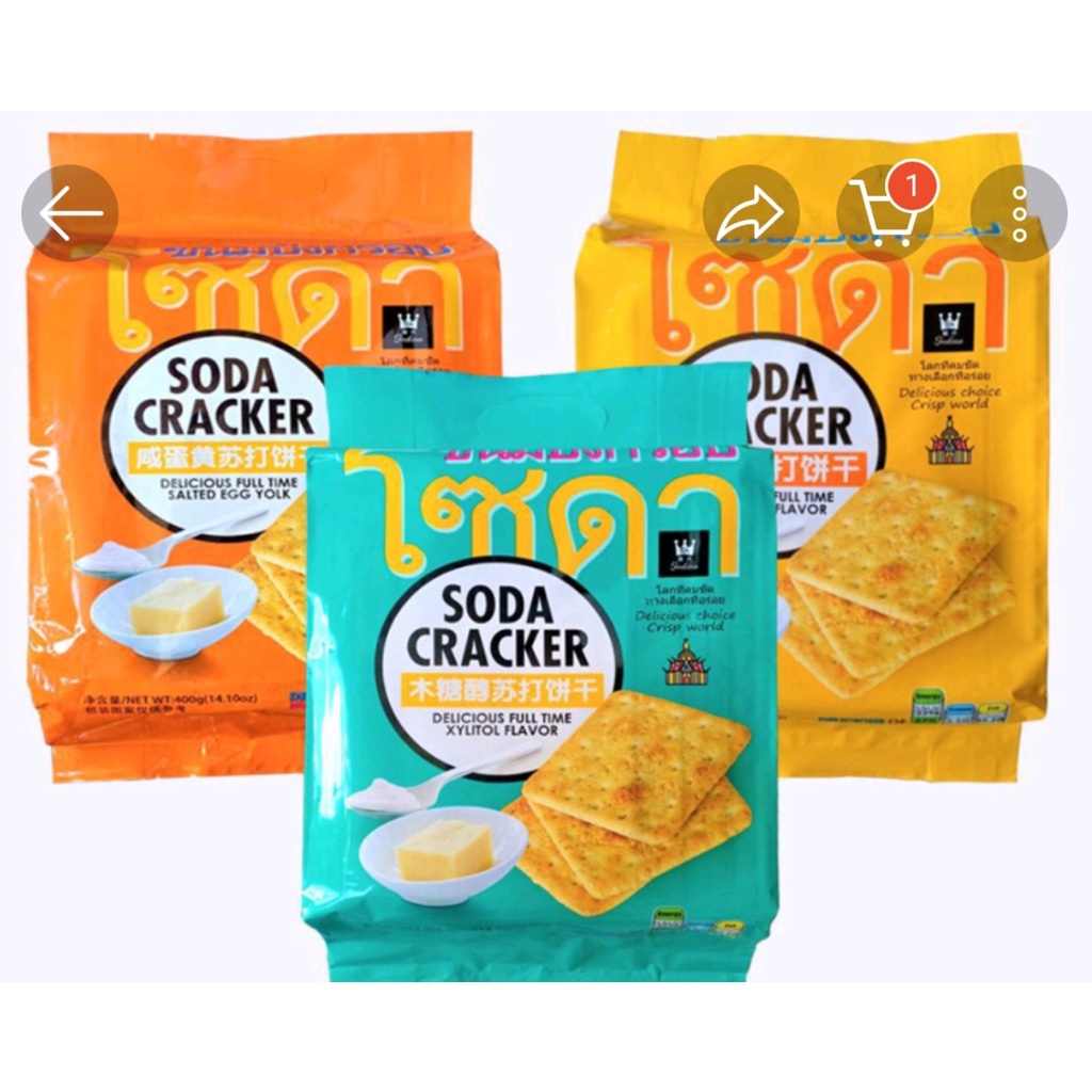 Bánh Quy Soda Cracker Bánh Quy Ăn Kiêng Vị Mặn Thái Lan Túi 400g Hương Vị Thơm Giòn Béo Ngậy