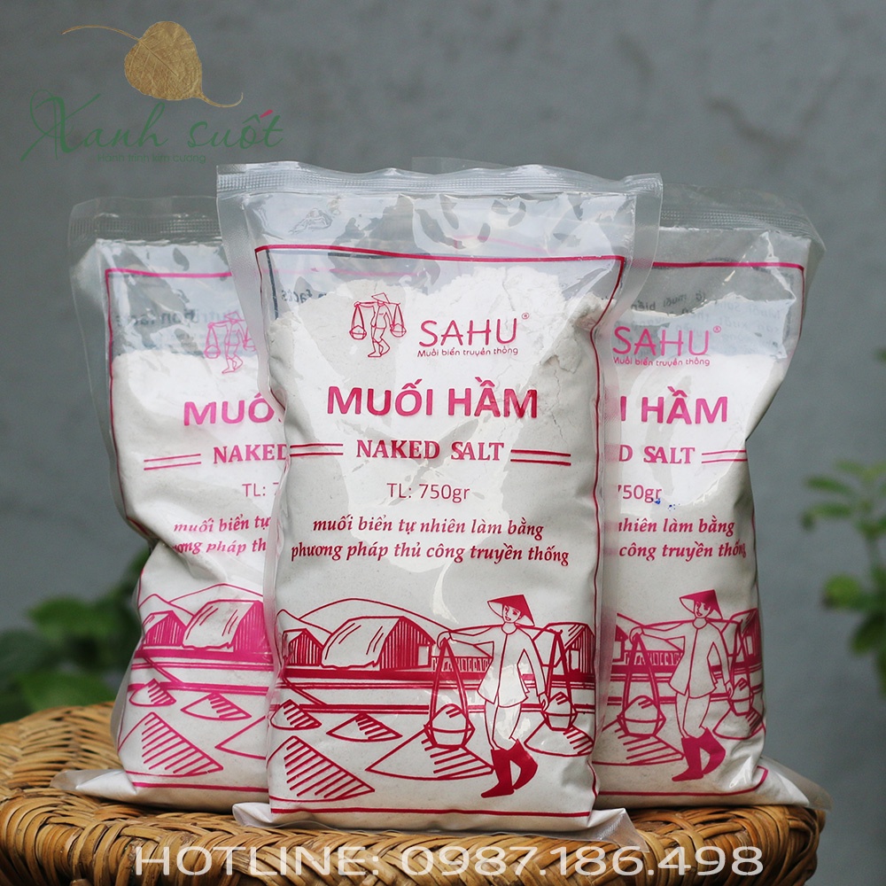 [Sahu] Muối Hầm 750G- Muối Hầm Thực Dưỡng, Mặn Dịu, Không Chát- Sa Huynh Naked Salt [Xanh Suốt]