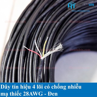 Combo 5 mét Dây tín hiệu 4 lõi có bọc chống nhiễu 28AWG [HTE-PLK-CN2]