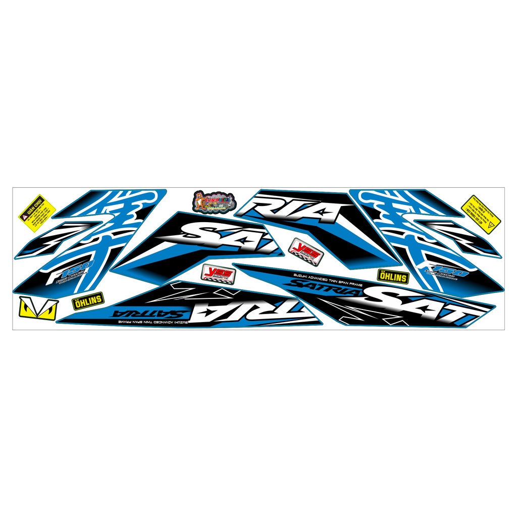 Tem Rời Satria mẫu hayabusa màu xanh đen trắng