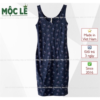 Đầm body xanh đen hoạ tiết vnxk sát nách sleeveless dress