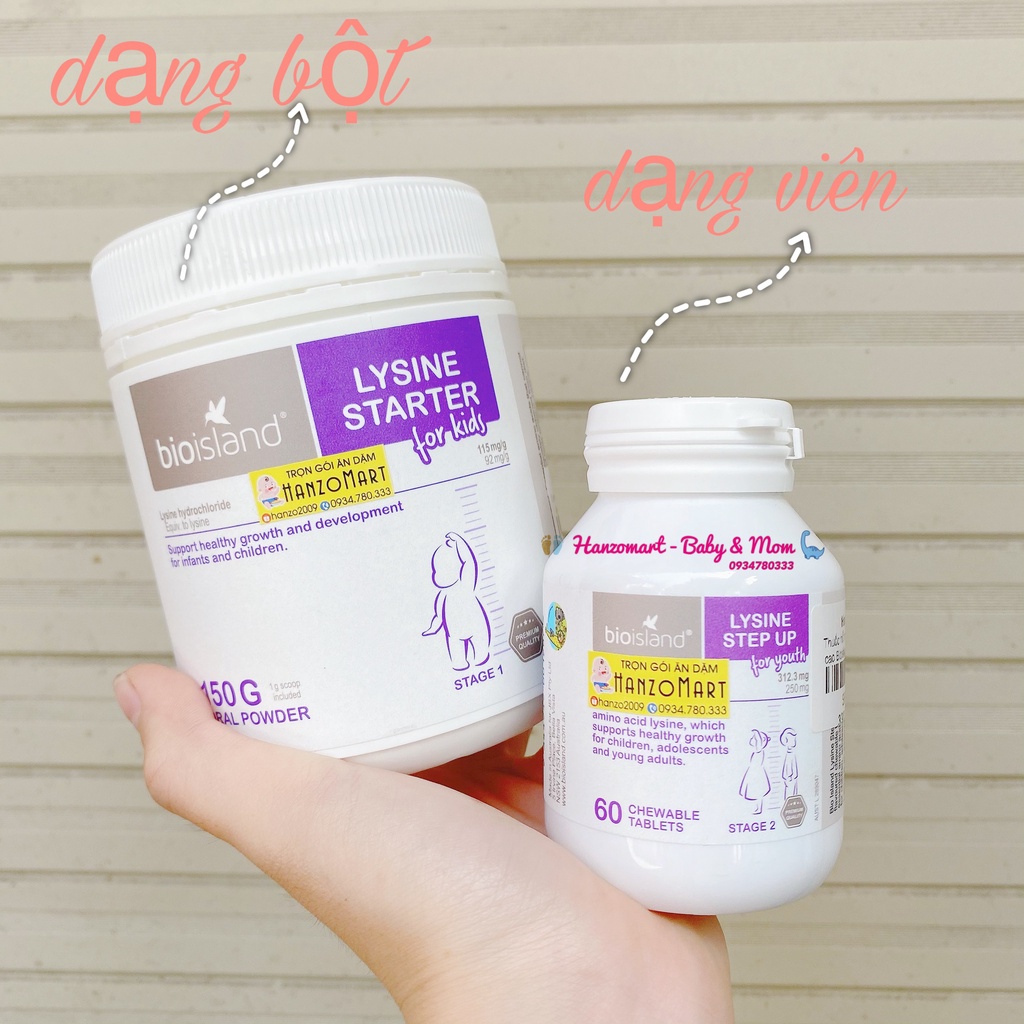 Lysine bột tăng khả năng hấp thụ canxi và chiều cao cho trẻ từ 7 tháng tuổi Bio Island Úc [Date 2024]