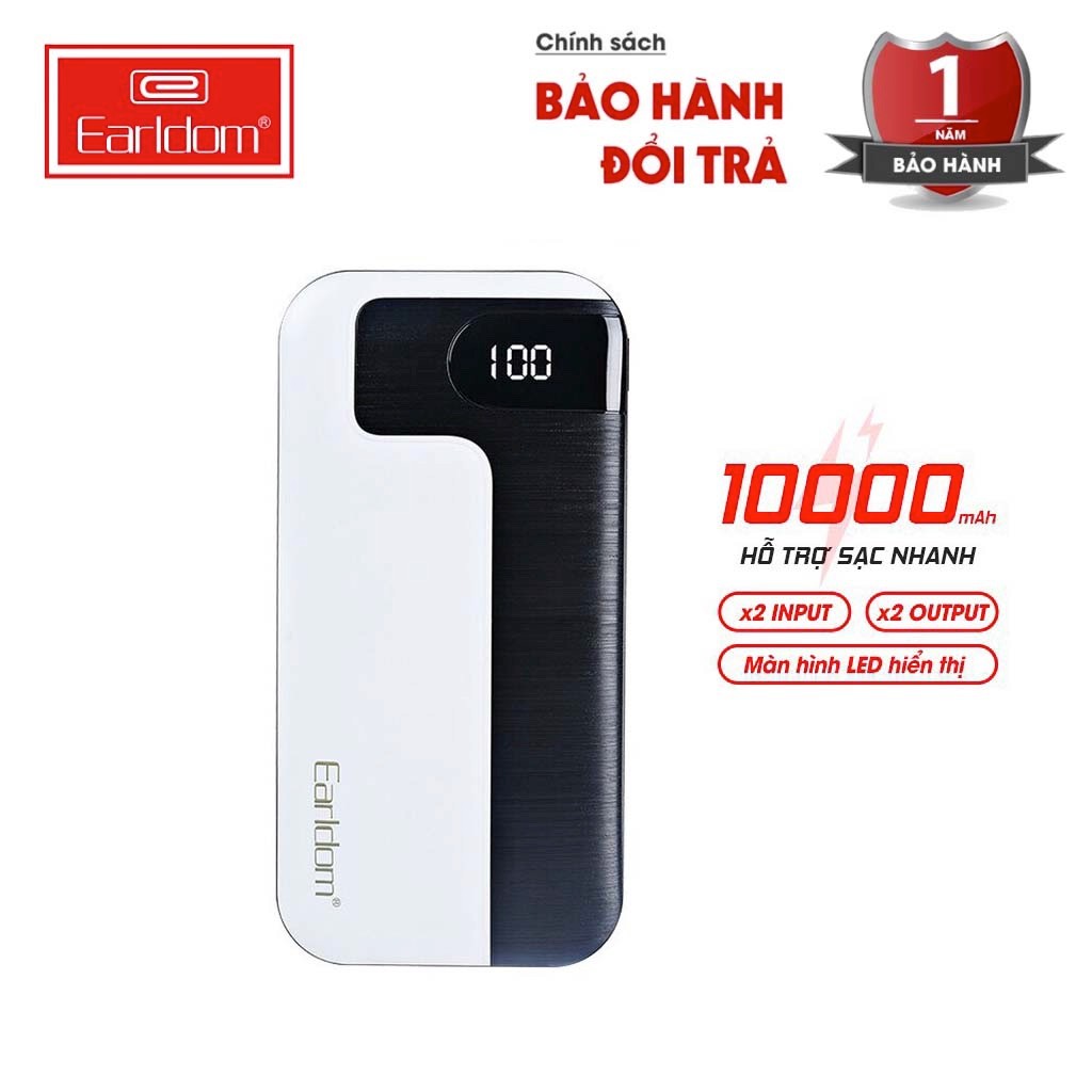 Sạc Dự Phòng 10000mAh Earldom PD03 Hỗ Trợ Sạc Nhanh - BH 12 Tháng