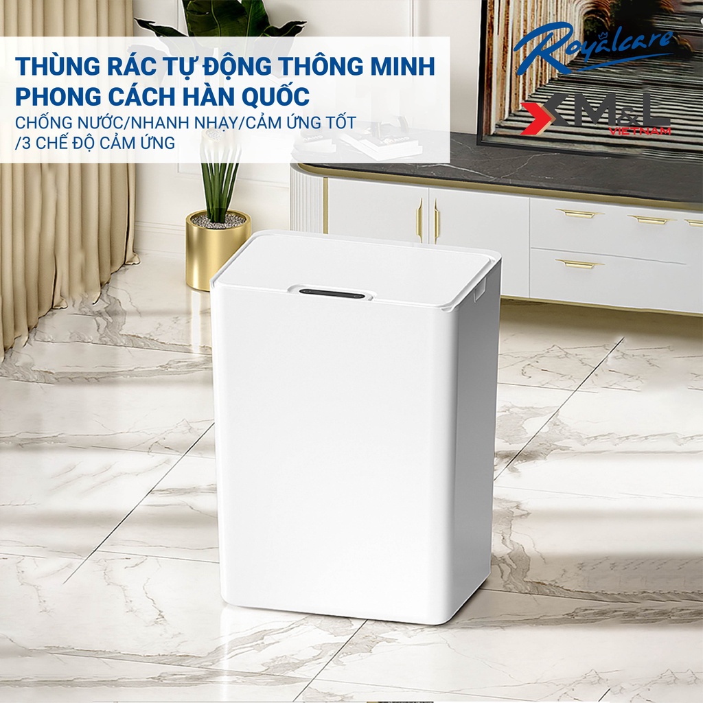 Thùng rác cảm ứng thông minh 15 lít M&amp;L FH-2 - Hàng chính hãng bảo hành 03 tháng