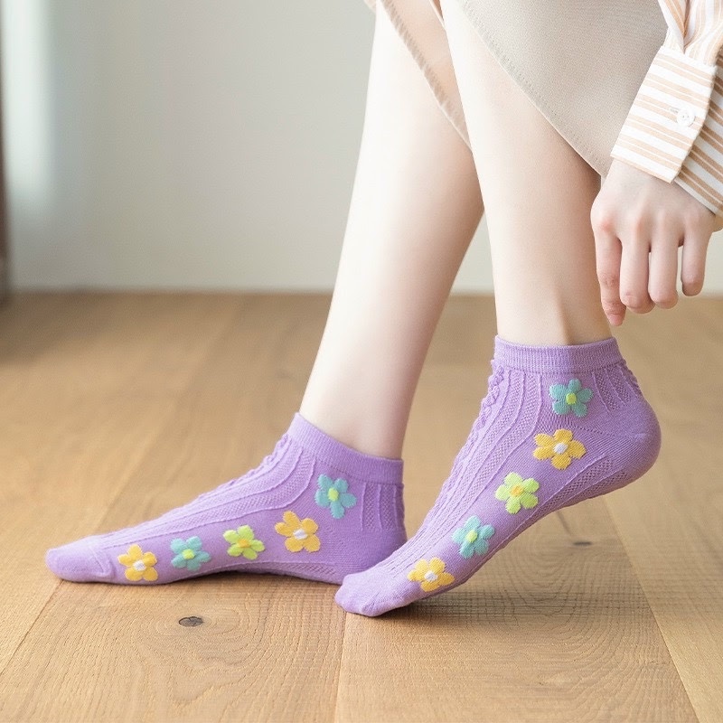 Sét 10 Đôi Tất Nữ Cổ Thấp Hoạ Mi hình Hoa Siêu Xinh